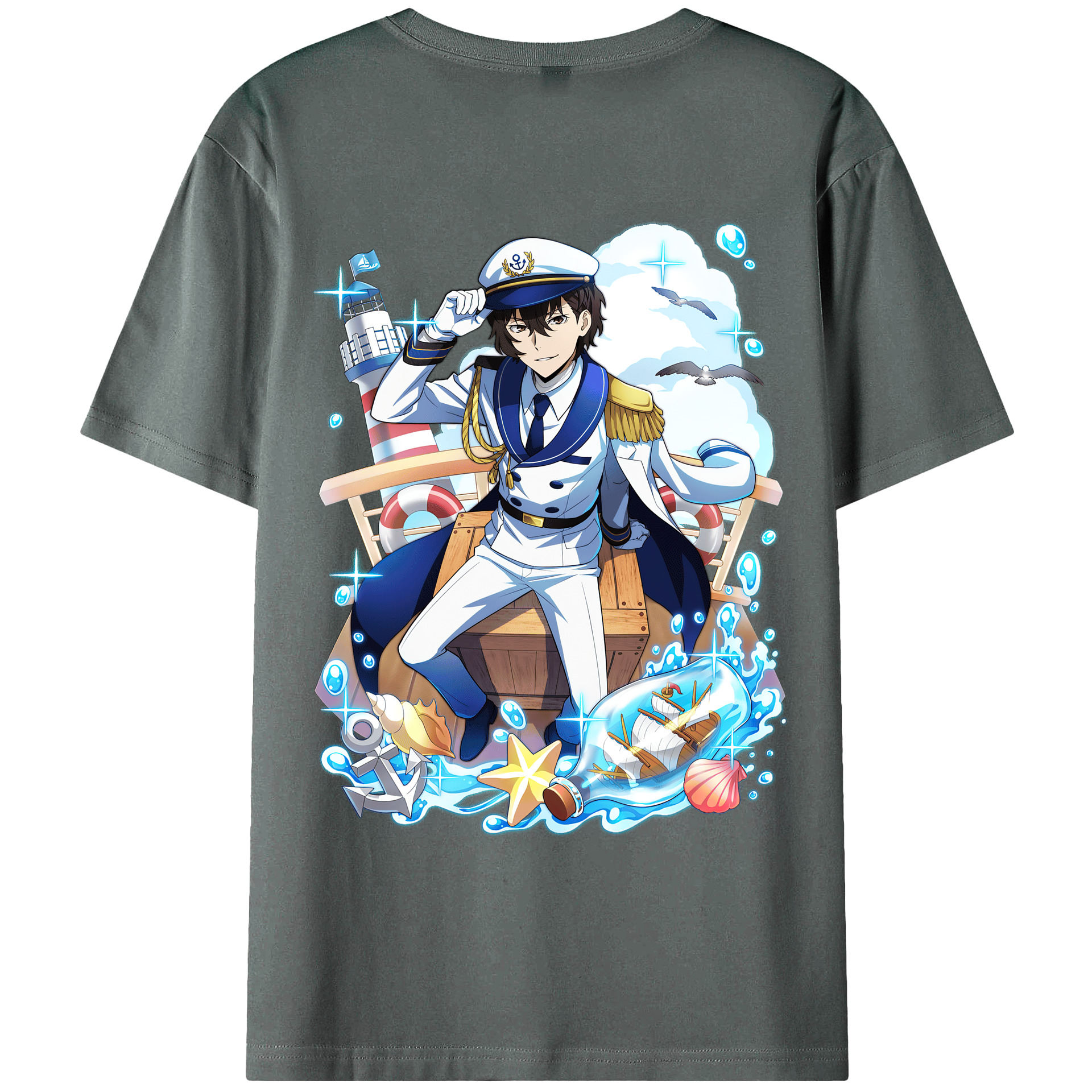 （画像用） 文豪ストレイドッグス Bungo Stray Dogs 綿100％ メンズ半袖Tシャツ（バックプリント） 通気性